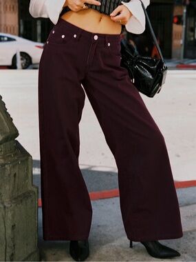 Princess Polly Wide Leg Jeans in Currant 6